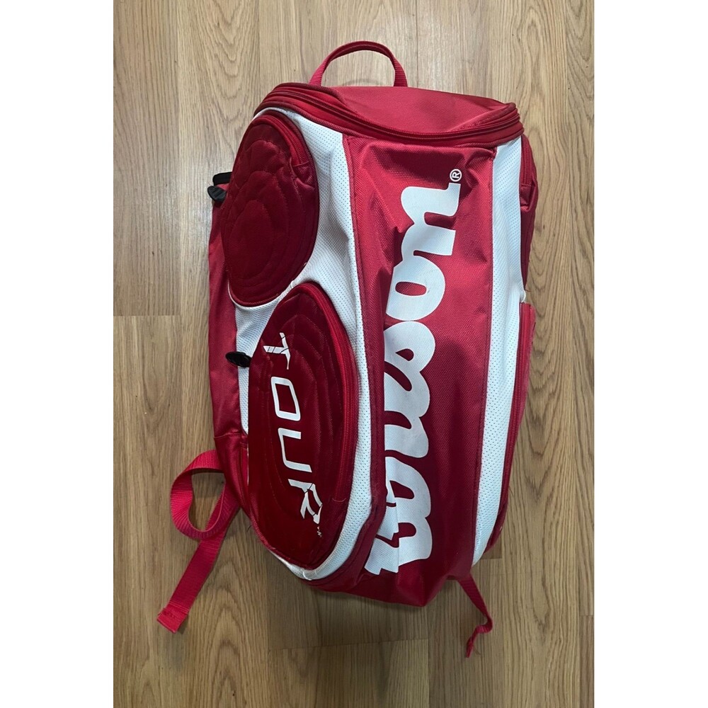 Wilson Tour Large Tennis Red Backpack - Pre-Owned - Two (2) Racquets